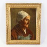 Manner of Edwin Harris, oil on canvas, portrait of a woman, unsigned, 14" x 11", framed Good