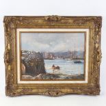 Bernard Gribble (1872 - 1962), oil on board, harbour scene, possibly Plymouth, signed, 12" x 16",