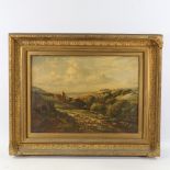 19th century oil on canvas, view over Hastings, unsigned, 16" x 22", framed Untouched condition,