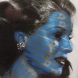 Ben Oakley (born 1966), mixed media, Blue Girl, inscribed verso, image 5.5" x 7", framed Very good