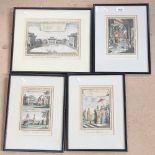 A set of 4 19th century coloured prints, Chinese scenes