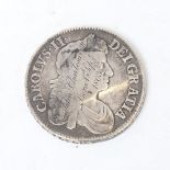 A Charles II 1697 half crown, with personalised inscription "John Charlesworth born 1st September