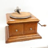 A Vintage oak-cased HMV cabinet gramophone