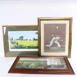 J K Hawkins, coloured pastels, cricket study, L Constantine, framed, overall 57cm x 47cm, and 2