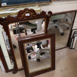 3 Antique wall mirrors, largest overall height 85cm (3)