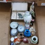 Various Oriental ceramics, including baluster vase, blue and white bowls etc (boxful)