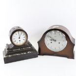 An early 20th century slate and green marble drum mantel clock, and a Vintage Smiths Enfield