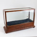 A mahogany-framed glazed table-top shop display cabinet, inlaid crossbanded decoration with end
