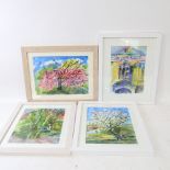 Maureen Connett, 2 watercolours, tree studies, 11" x 8.5", framed, and watercolour, Opus Theatre