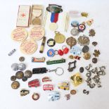 Various Vintage badges, including Hastings & District Tramways Service etc