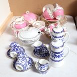 An Aynsley pink and gilded porcelain tea and eggcup service