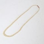 A Vintage graduate cultured pearl necklace, on 9ct barrel clasp, necklace length 42cm