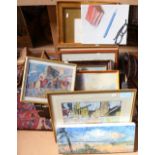 A quantity of oil paintings and watercolours, various artists (13)