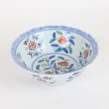 A Chinese Doucai bowl, floral decoration with 6 character Yongzheng mark, diameter 15cm, height