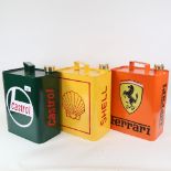 3 modern painted advertising petrol cans, including Castrol, Shell and Ferrari (3)