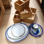 A set of 4 Verde & Co Ltd Garlic crates, and various meat plates