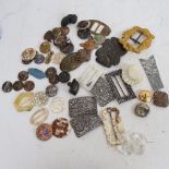 A group of various Vintage buckles and buttons, including cut-steel and paste