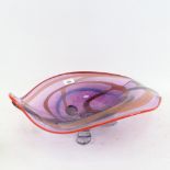 A large Czechoslovakian Art glass table centre bowl, length 49cm