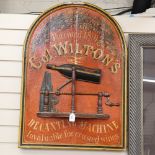 A large Vintage painted Wilton's Decanting Machine advertising sign, H90cm, W64cm