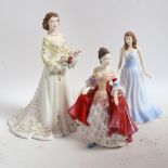 3 Royal Doulton lady figures, including HN4997, HN4973, and HN5035, largest height 22cm (3)