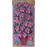 Royston Du Maurier-Lebeck, oil on canvas, Fleur du Monde, unframed, overall 98cm x 46cm