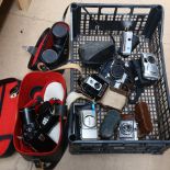 Various Vintage cameras and binoculars, including Kodak Retinette, Voigtlander opera glasses etc (