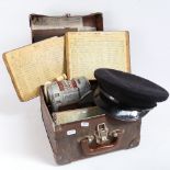 A Vintage Almex Model A railway ticket recorder machine, in original case with manuals, 3