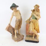 2 large Dutch painted composition figural sculptures, largest height 58cm (2)