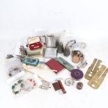 Various modern costume jewellery, silver plated cigarette box, pipes etc (2 boxes)