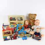 Various toy cars and dolls, including Matchbox Superfast, Models of Yesteryear etc