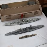 A group of 1:1250 scale diecast model ships, including Bismarck, Hood etc, all boxed (3)
