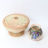 A small Hadley's Worcester gourd vase, and a Locke & Co Worcester biscuit porcelain rose bowl,