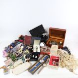 A large quantity of various costume jewellery and watches (boxful)