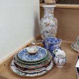 Various Oriental ceramics, including baluster vase, plates etc
