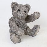 A large silver filled model teddy bear, height 17cm