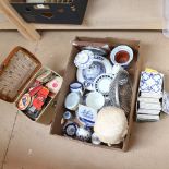 Various china and collectables, including large quantity of tiles, Delft chamber stick candle stand,