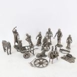 A group of pewter figurines
