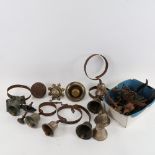 Various metalware and door furniture, including brass knobs and doorbells (boxful)