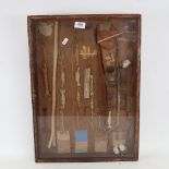 A cased Japanese group of findings, including rope and cotton