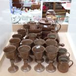 A large set of Studio pottery tea and dinnerware, impressed mark LJ