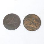 2 1794 Blything 100 Loyal Suffolk Yeomanry half penny coins (2)