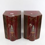 A pair of Antique style lacquered painted and gilded boxes, modelled as Georgian knife boxes, W23cm,
