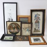 A group of prints, embroideries and watercolours (2 boxfuls)