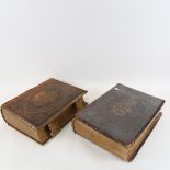 2 large 19th century leather-bound Bibles, cover 34cm x 25cm (2)