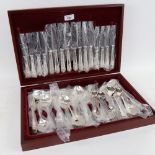 A canteen of silver plated Bead Edge pattern cutlery for 8 people, in original case