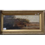 P Hardy, oil on canvas, river scene, signed and dated 1915, original frame, overall frame dimensions