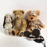 A Vintage soft Plush teddy bear, and 2 others (3)