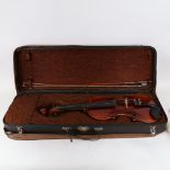 A German violin, by Gerh Reinel, with bow, in hardshell carrying case