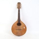 A Vintage mandolin, lacquered penwork floral decoration, length 60cm