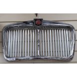 A Vintage chrome MG 1100 Classic Car radiator grille, width 68cm, height 38cm